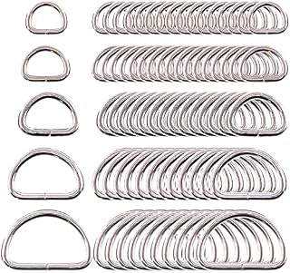 Swpeet 120 Pcs Assorted Multi-Purpose Metal D Ring Semi-Circular D Ring for Hardware Bags Ring Hand DIY Accessories - 1/2 Inch, 5/8 Inch, 3/4 Inch, 1 Inch, 5/4 Inch