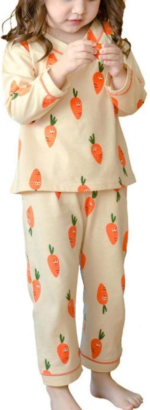 Amazon Pugrwei パジャマ 上下セット 女の子 長袖 キッズ パジャマ コットン ルームウェア 可愛い 子供 ゆったり 柔らかい ねまき 部屋着 寝間着 子供パジャマ カジュアル 2点セット 保温 冷房 普段着 春 夏 秋 冬 パジャマ 通販