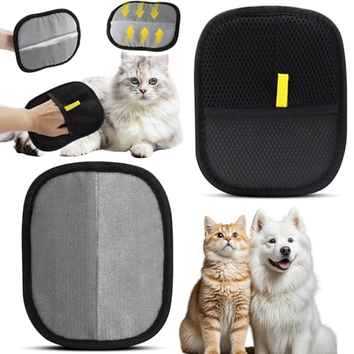 Fellmagnet Handschuhe Doppelseitig 2 Stück, Doppelseitige Fellpflegehandschuhe für Katzen/Hunde, Atmungsaktive Haustierhaarentferner mit...
