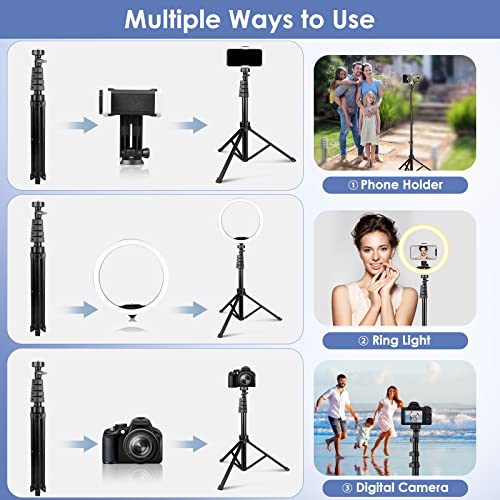 Image of UBeesize 8'' LED Ring Light with 62'' Tripod Stand, Selfie Ring Light for Video Recording, Live Streaming, TikTok & YouTube, Compatible with iPhone & Android (Black)