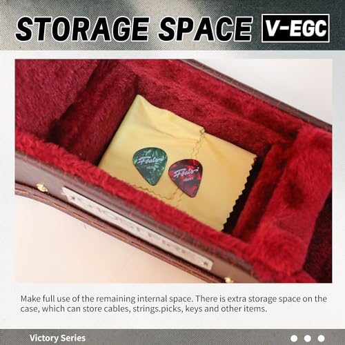 Image of GHOSTFIRE Electric Guitar Standard 39-Inch Hard Case for ST, V-EGC Brown | Portable Hard-Shell Case With Lock, Super Thick Case Fit for ST Guitar, Soft Velvet Lining Suitable Inner Design