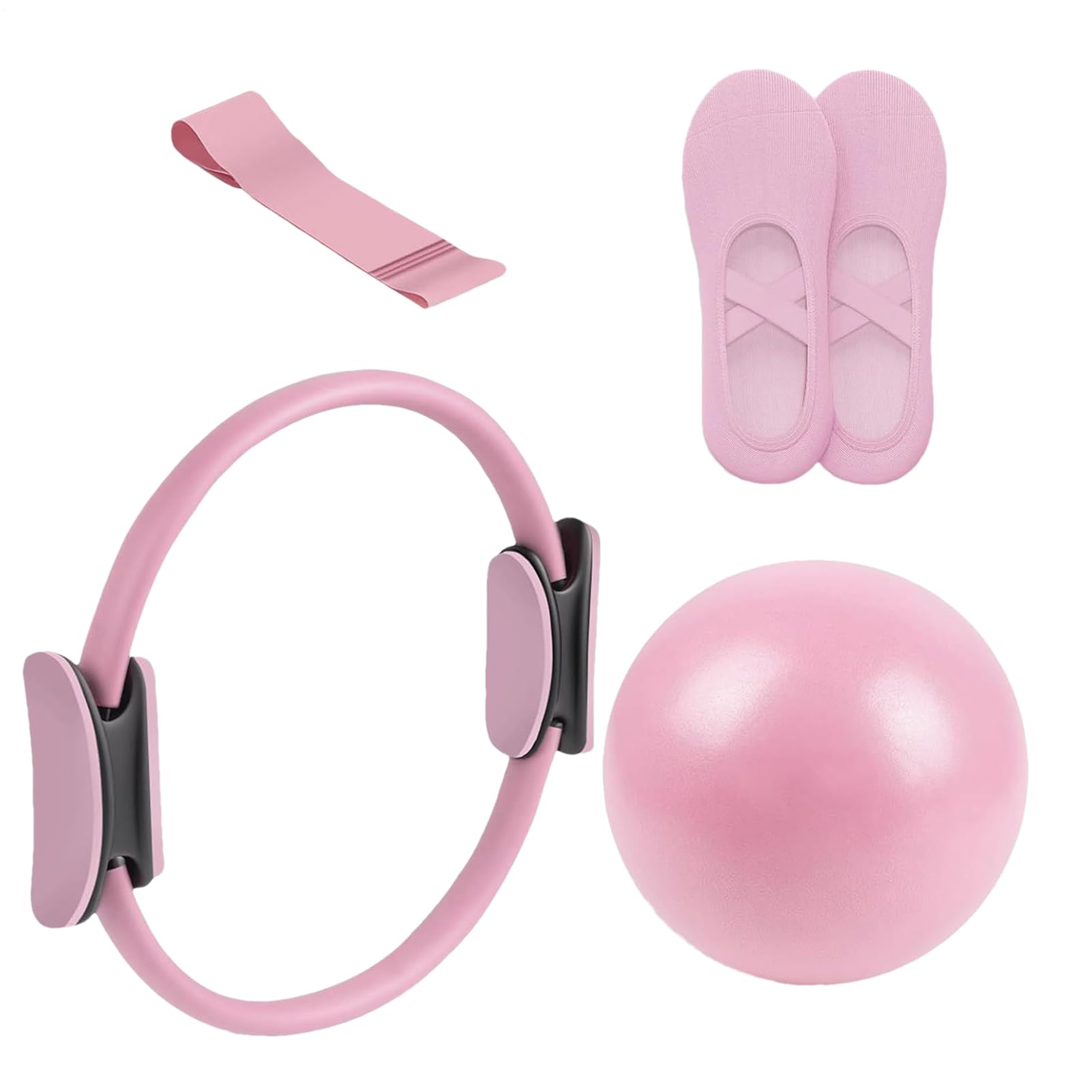 5 Pezzi Impostare Kit Pilates Casa | Pilates Essential Kit | Anello Pilatess, Pallone Yoga, Fascia di Resistenza, Kits Fitness Domestico, Equipaggiamento Fitness Yoga