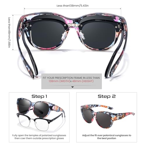 Image of Xfeel Polarized Sunglasses Over Glasses for Women Trendy Shades Over Prescription Eyeglasses Sun Glasses