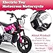 OKYBABY Electric Motorcycle for Kids Ages 5-10, 24V 200W Higher Speed Electric Dirt Bike, Kids Ride On Motorcycle with Rear Wheel Shock Absorber, LED Breath Light, Bluetooth, Music, Horn, Pink