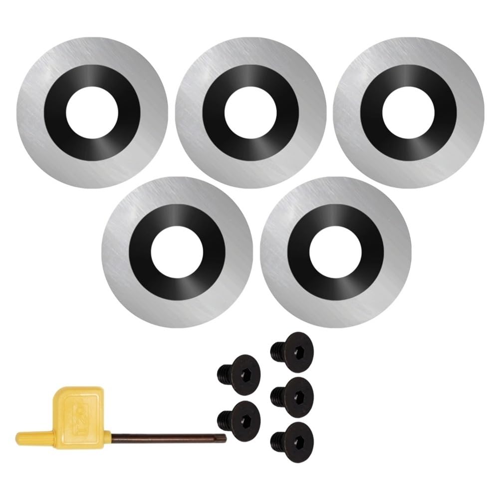 Llmwfa One Color 11Pcs/Set Round Carbide Inserts 16 * 3Mm With Screws Spanner, Lathe Turning Cutters Kit For Woodworking Projects