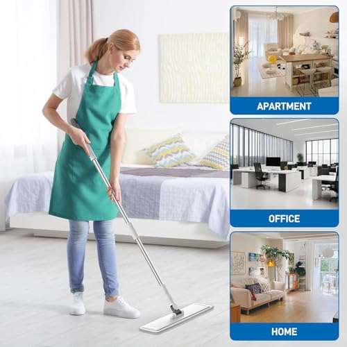 Image of 360 Rotating Aluminum Mop Head for Floor Cleaning - 40cm Large Flat Mop pad for Quick Wet and Dry Use with Reusable Microfiber Washable Pads and Suitable for All Types of Flooring