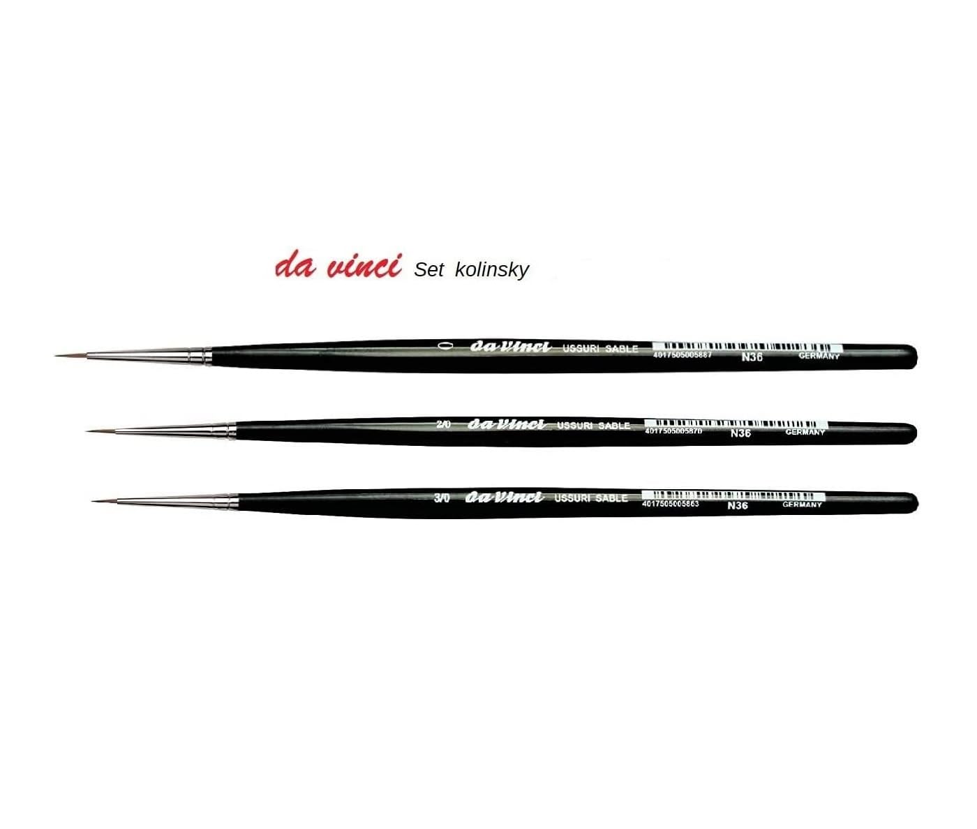 Da Vinci 3-Piece kolinsky-rotmarder Paintbrush Set 0,0/2,0/3