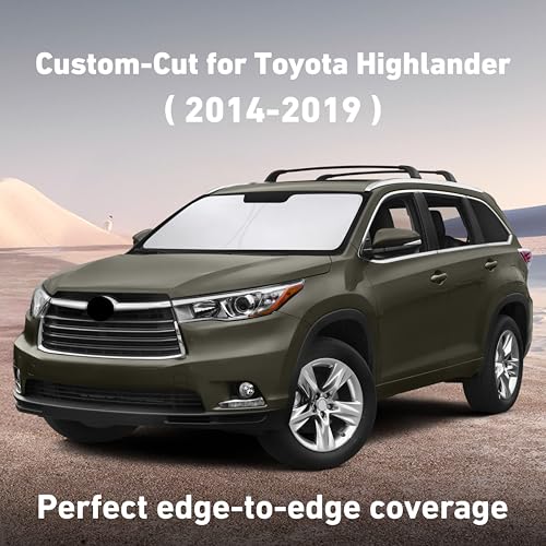 Image of EcoNour Windshield Sunshade Compatible for Toyota Highlander 2014-2017 2018 2019, Sun Visor for Front Windshield & Window Sun Shade Cover, UV Heat Blocker & Protector, Car Accessories
