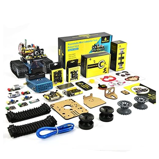 KEYESTUDIO Smart Robot Car Kit V2 Compatibile con Arduino IDE Elettronica Scatola con microcontrollore, modulo di tracciamento Linea, Robot Auto Giocattolo per Bambini
