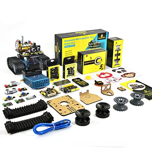 KEYESTUDIO Smart Robot Car Kit V2 Compatible con Arduino IDE Electrónica Kit de construcción con microcontrolador, Sensor ultrasónico, módulo Bluetooth, Robot de Coche Juguete para niños