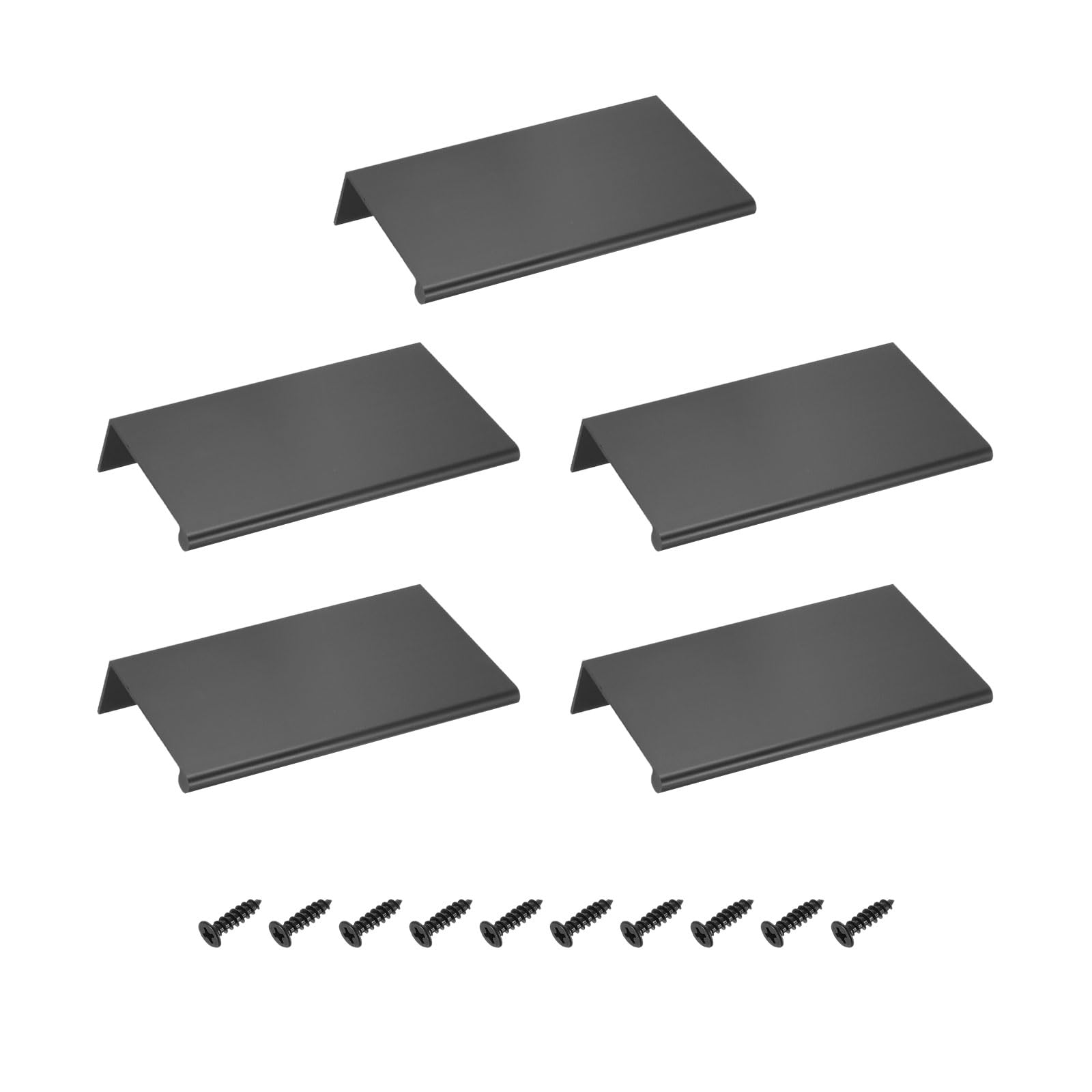 sourcing map Cabinet Finger Edge Pull, 5pcs 120mm / 4.72" Aluminum Alloy Back Mount Hidden Drawer Edge Handles, Modern Concealed Tab Pulls for Home Kitchen Furniture, Black