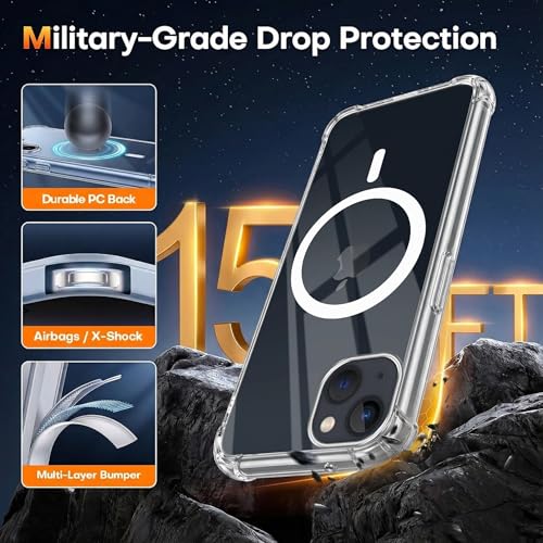 Image of Jkobi Shockproof Crystal-Clear Back Cover for Apple iPhone 13 (Magsafe Wireless Support | Drop & Camera Protection | Hard Polycarbonate)