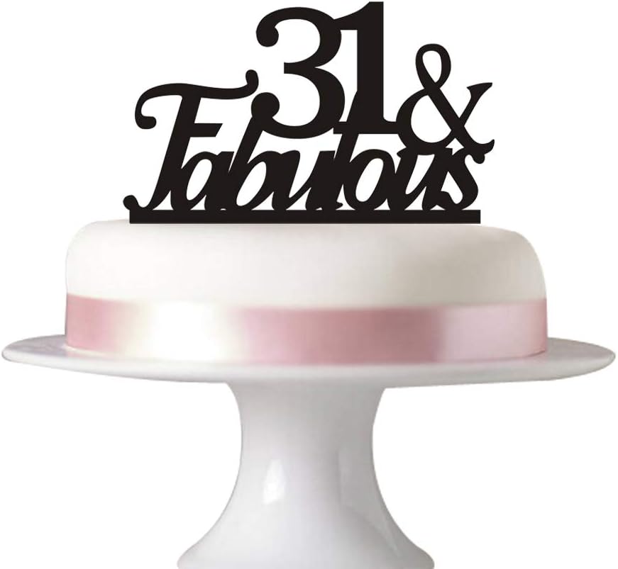 31 & Fabulous cake topper for 31st birthday party decorations Black acrylic