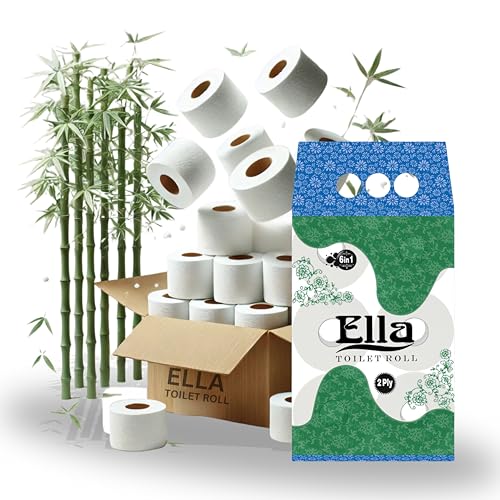 Image of Ella 2 Ply Toilet Paper Tissue Roll I Pack of 6 I 230 Pulls x 6 Rolls I 1380 Pulls I Soft and highly absorbent bathroom tissue I 100% natural virgin cellulose fiber