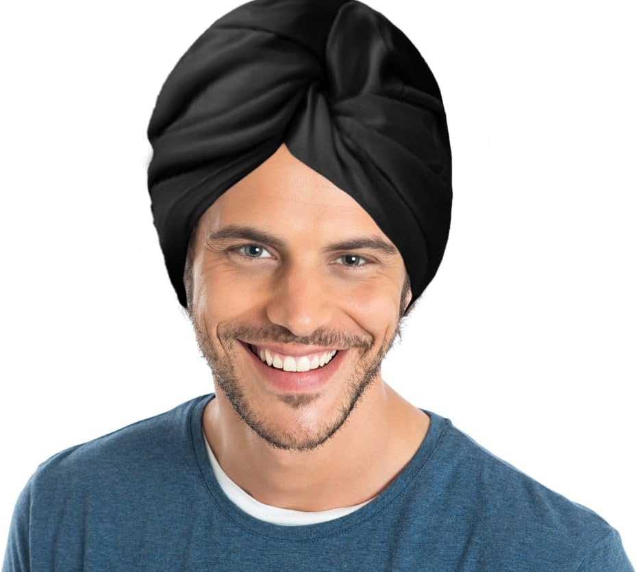 Curly Dude ! 100% Cotton T-Shirt Hair Towel for Men (Black Onyx)+ Reduce Breakage, Frizz & Tangles + Perfect for Plopping and Curly Hair Care + Zero Microfiber + Soft + Turban Hair Wrap
