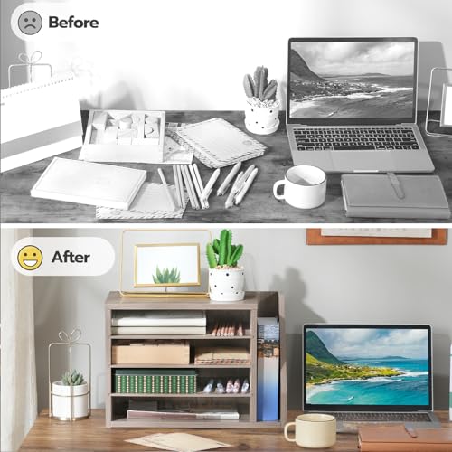 HOOBRO Mail Sorter, Literature Organizer with Adjustable Shelves, Paper Organizer for Office, Home, Wood Countertop Mail Sorter, File Holders, Magazines, Greige BG41WF01N1 - Image 5