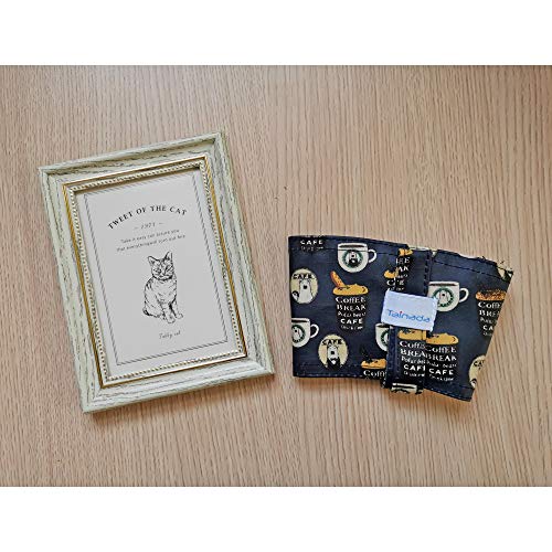 Image of Portable Coffee & Boba Cup Sleeve Strap w /Straw Loop (Coffee Pattern Blue)