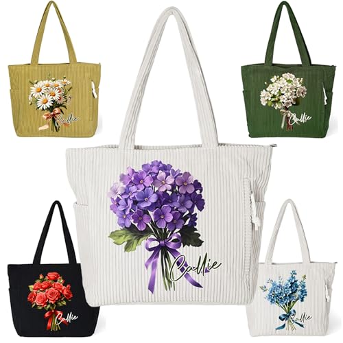 Bolso tote personalizado de flores para mujeres miniatura 1