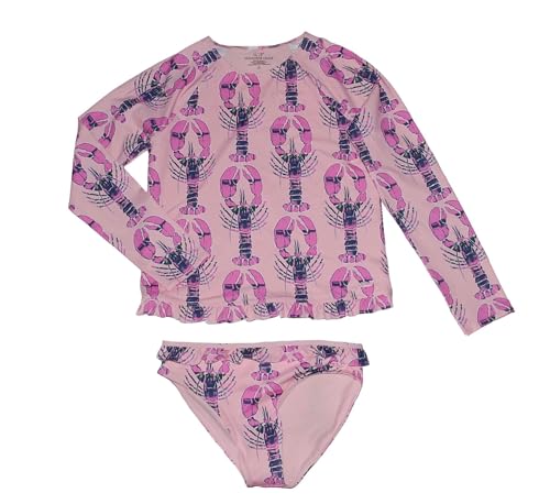 vineyard vines Girls Lobster Flamingo Ruffle Rashguard & Bikini Bottom Set M 10-12
