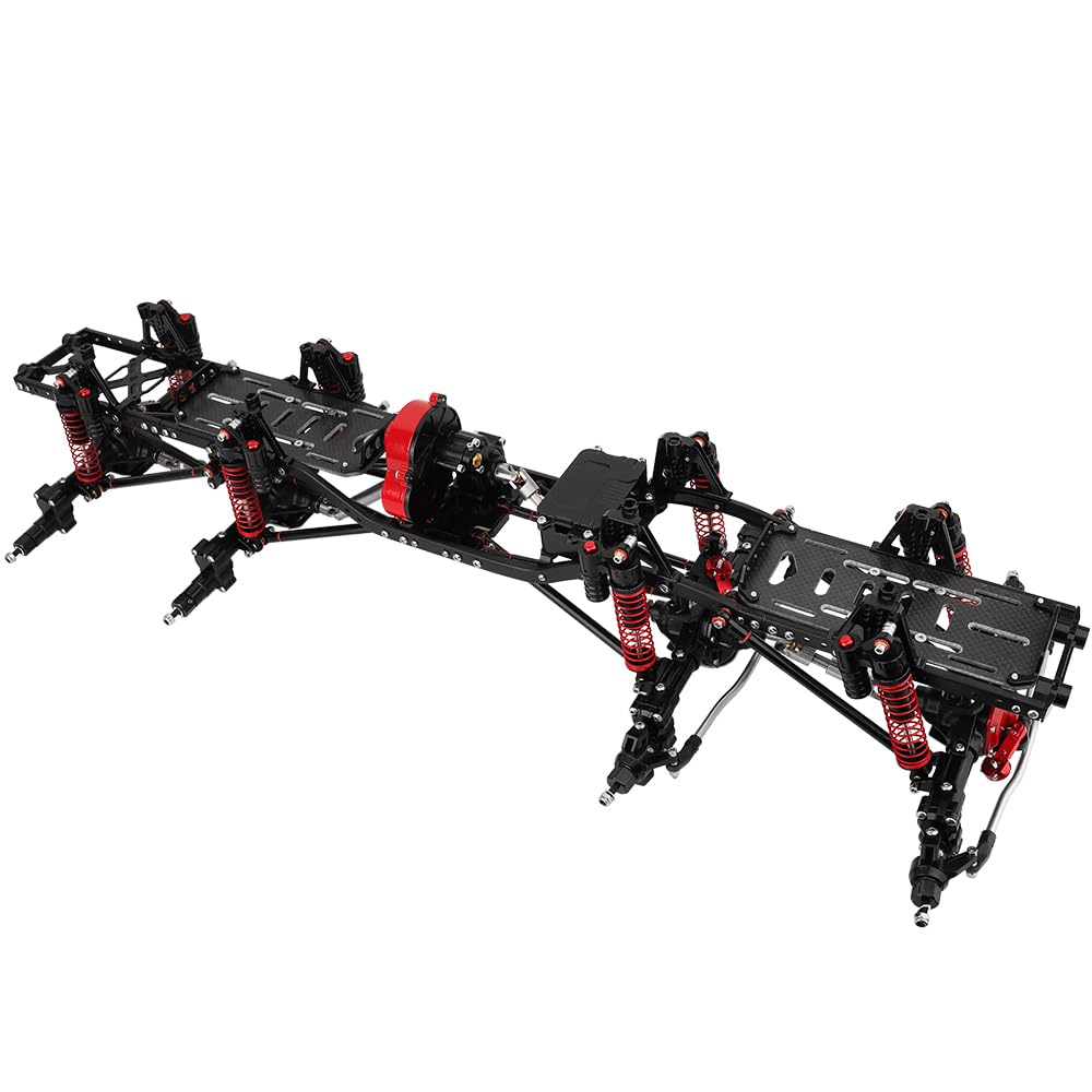 RZXYLRC 8x8 DIY Metal Upgraded RC Chassis Frame with Portal Axles Transmission for Axial SCX10 1/10 RC 8x8 Crawler Car (Black)