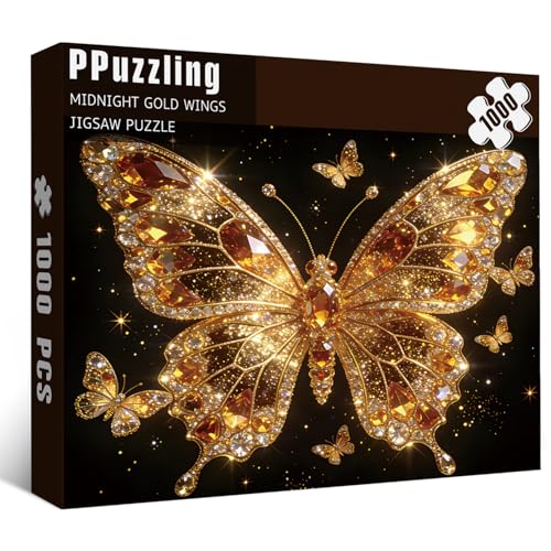 Puzzle PPuzzling de Mariposas para Adultos 1000 Piezas, Alas Doradas Brillantes miniatura 2