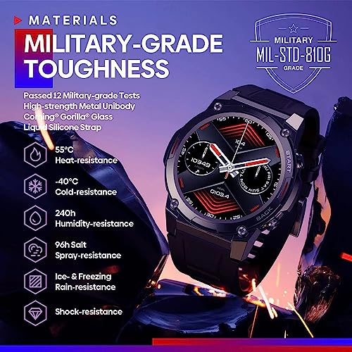 Image of Beyond-3 with 1.43 Ultra HD AMOLED (466x466 px), Bluetooth Calling, 14 Days Battery (400 mAh), 300+ Watch Faces, 3ATM & IP69K Waterproof, Rugged Military Grade Smart Watch for Men (Black)