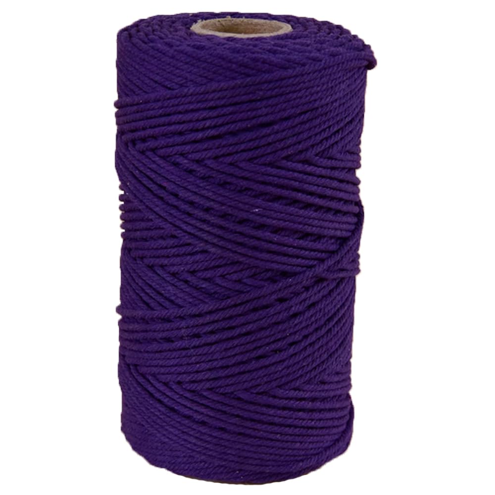Deep Purple Macrame Cord Macrame Rope Macrame String 3mm/100 Meters Natural Cotton Cord Decorative Twisted Cord Wrapping String Rope DIY Craft Knotting Knitting Cord