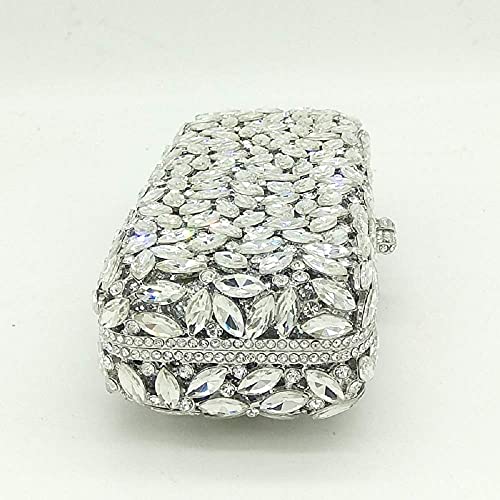 Image of Boutique De FGG Women Crystal Clutch Bag Minaudiere Box Handbag Party Prom Rhinestone Clutch Purse Wedding Bag, Mini