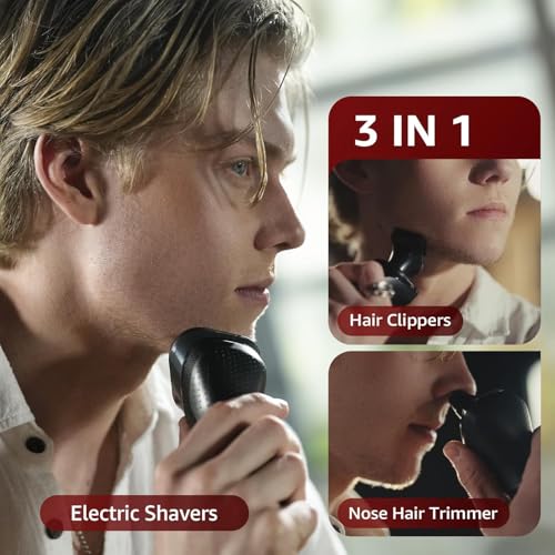 Image of ๐๐%๐จ๐๐ rategist 3-in-1 Electric Razor for Men: One Touch Acceleration, IPX7 Waterproof Razors for Men, USB-C Rechargeable Electric Shavers for Men - 4D Floating Blades, Wet or Dry