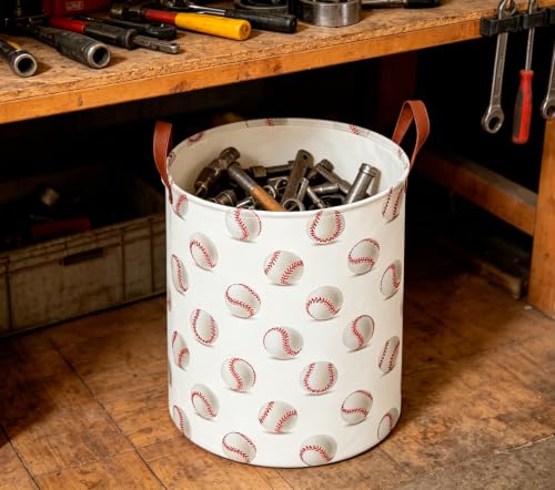 Image of CLOCOR Laundry Basket,Waterproof Fabric Storage Container,Room Decor,Gift Basket(Baseball)