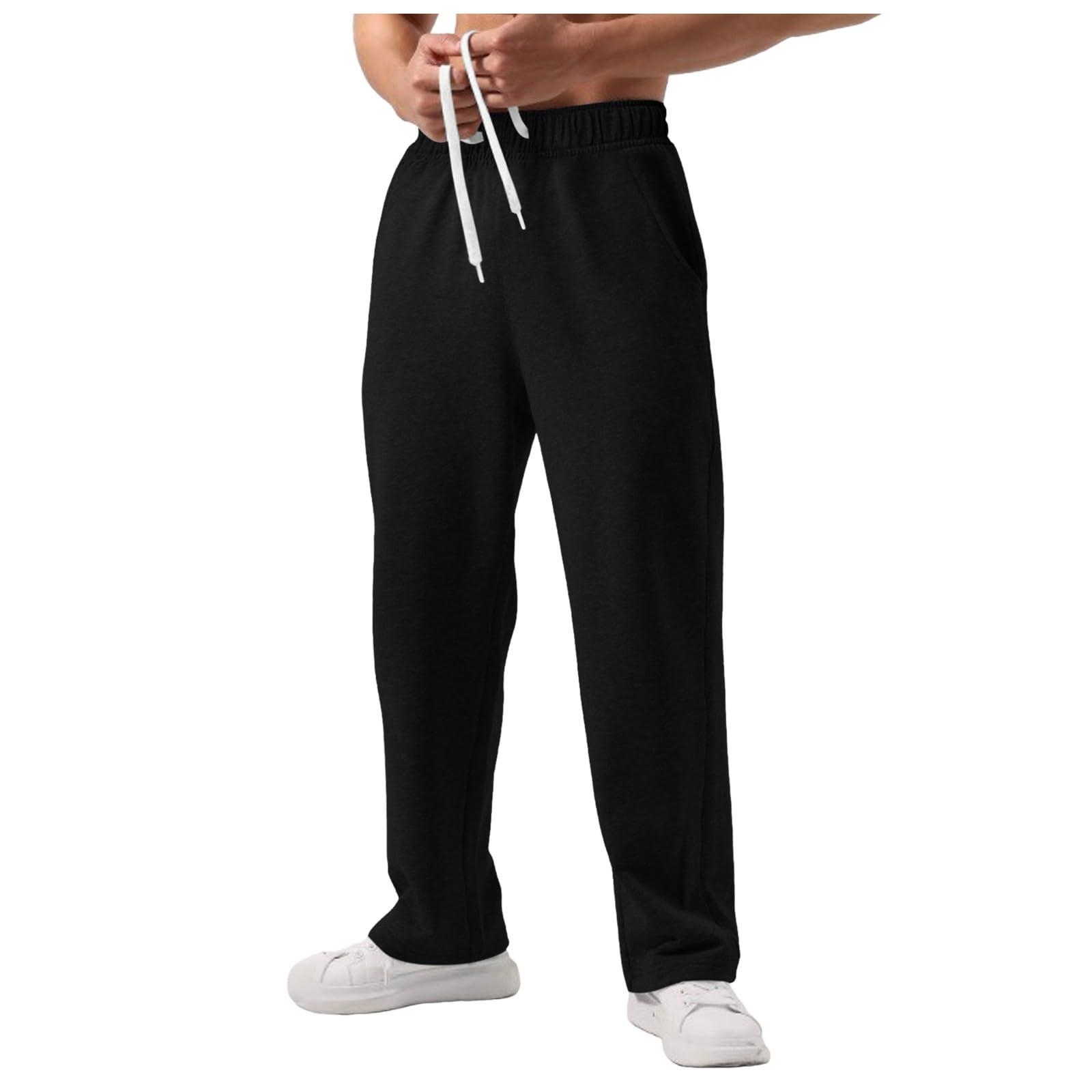 Mens Cargo Joggers Warm Up Pants for Men Office Loose Sweats Athletic Work Hiking Jogger Baggy Black Casual