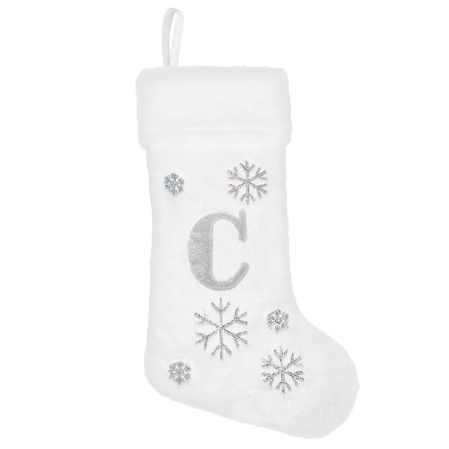 Veylin Colorful 20 Inch Christmas Stockings, Christmas Stocking Letter Stockings Christmas Personalised Christmas Stockings Embroidered Christmas Stockings For Kids/Adult Letter C