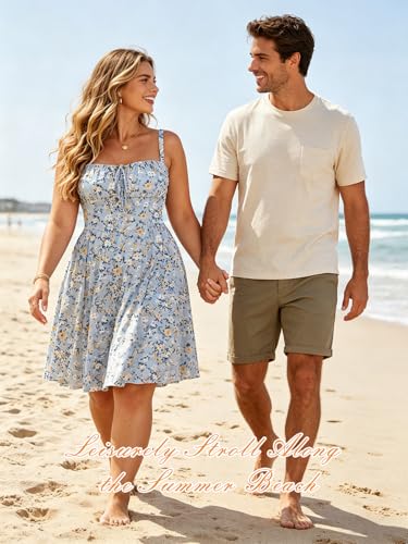 Image of YIOYOLA Womens Summer Mini Corset Casual Dresses Spaghetti Straps Lace Up Vacation Beach Sundress with Pockets 2026