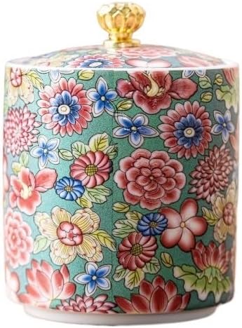 SONGCHAO Sugar Jar Ceramic Small Tea Cans Empty Cans Sealed Cans Tea Cans Storage Cans Porcelain Cans Household Green Tea Black Tea Cans Tea Canister(A)