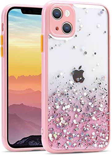 Image of VONZEE Compatible with iPhone 14 Case 6.1 inch, Non Moving Glitter Cover for Girls & Women Soft TPU Shockproof Anti Scratch Drop Protection Cover|Pink