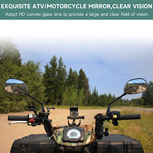Dowilwin Universal Motorcycle Mirrors, 10Mm Black Atv Mirrors For Handlebars With 7/8" Mount Compatible For Honda Yamaha Kawasaki Suzuki Scooter Dirt Bike #TOP1