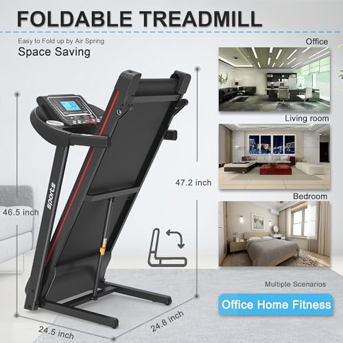 Image of Fitshow App Home Foldable Treadmill with Incline, Folding Treadmill for Home Workout, Electric Walking Running Treadmill Machine 5 inch LCD Screen 250 LB Capacity Music