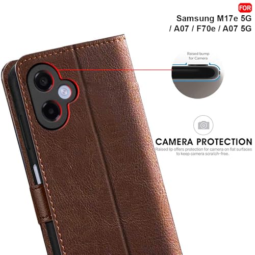 Image of TheGiftKart Flip Back Cover Case for Samsung Galaxy M17e 5G / A07 / F70e / A07 5G | Dual-Color Leather Finish | Inbuilt Stand & Pockets | Wallet Style Flip Cover Case (Faux Leather, Brown & Coffee)