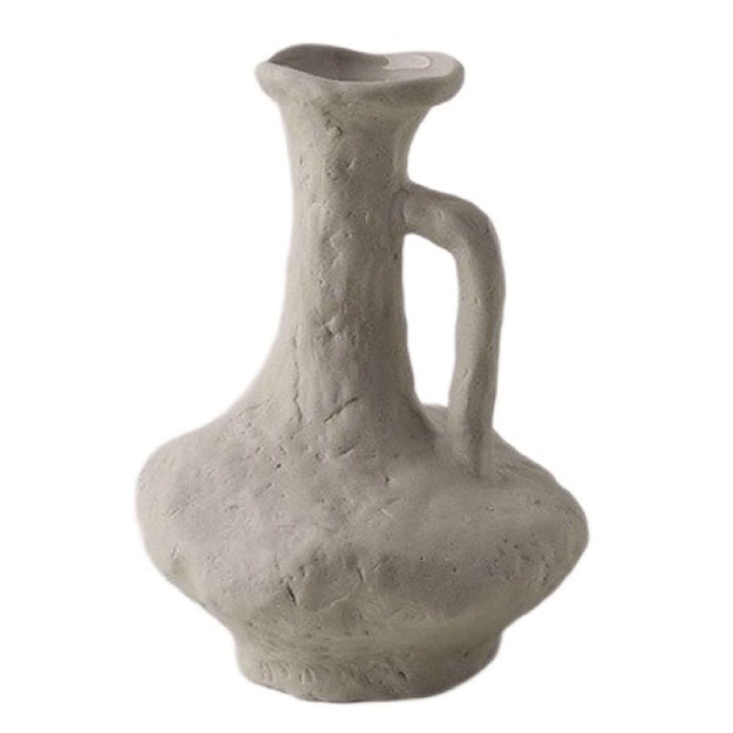 EdirFtra Wabi-Sabi Handmade Clay Vase with Handles - Rustic Flower Holder