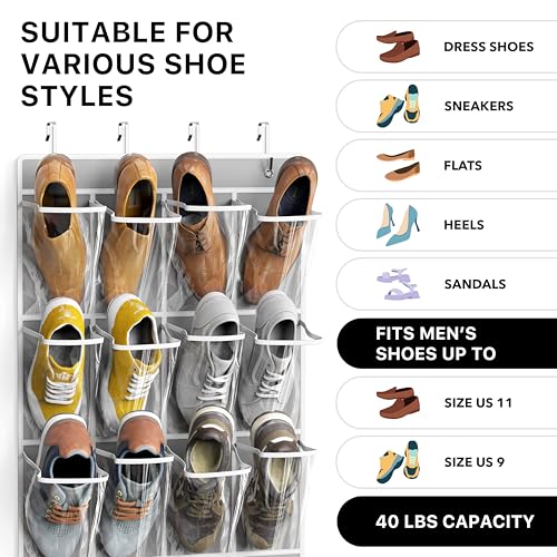 Simple-Houseware-24-Pockets-Large-Clear-Over-the-Door-Shoe-Organizer-Gray-56-x-225-4-Durable-Metal-Hooks-5-x-9-Pocket-Size-Multipurpose