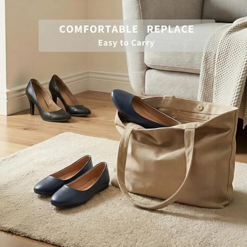 Image of Women's Ballet Flats Shoes Dress Slip on Shoes | PU Leather Teacher Business Casual Loafers Non Slip Low Heel Dressy