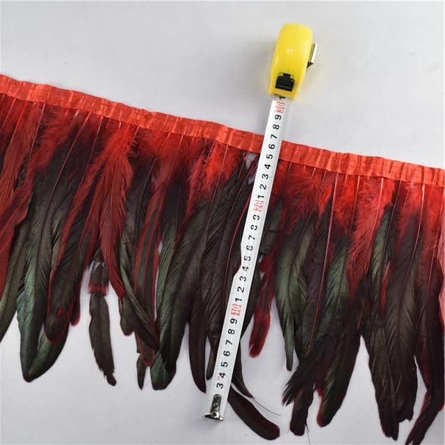 Zamihalaa - 1 Meter/Lot Coque Rooster Tail Feathers Trims Trimming/Ribbon 25-30CM Feathers for Crafts Dress Skirt Costumes Jewelry Plumes