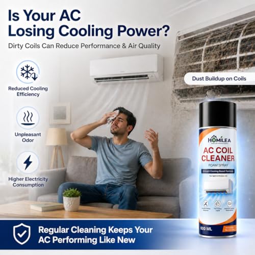 Image of AC Cleaning Foam | Heavy Duty Foam for Window & Split AC | Cleans Evaporator & Condenser Coils | Improves Cooling & Airflow | No-Rinse, Safe on Fins | 600ML