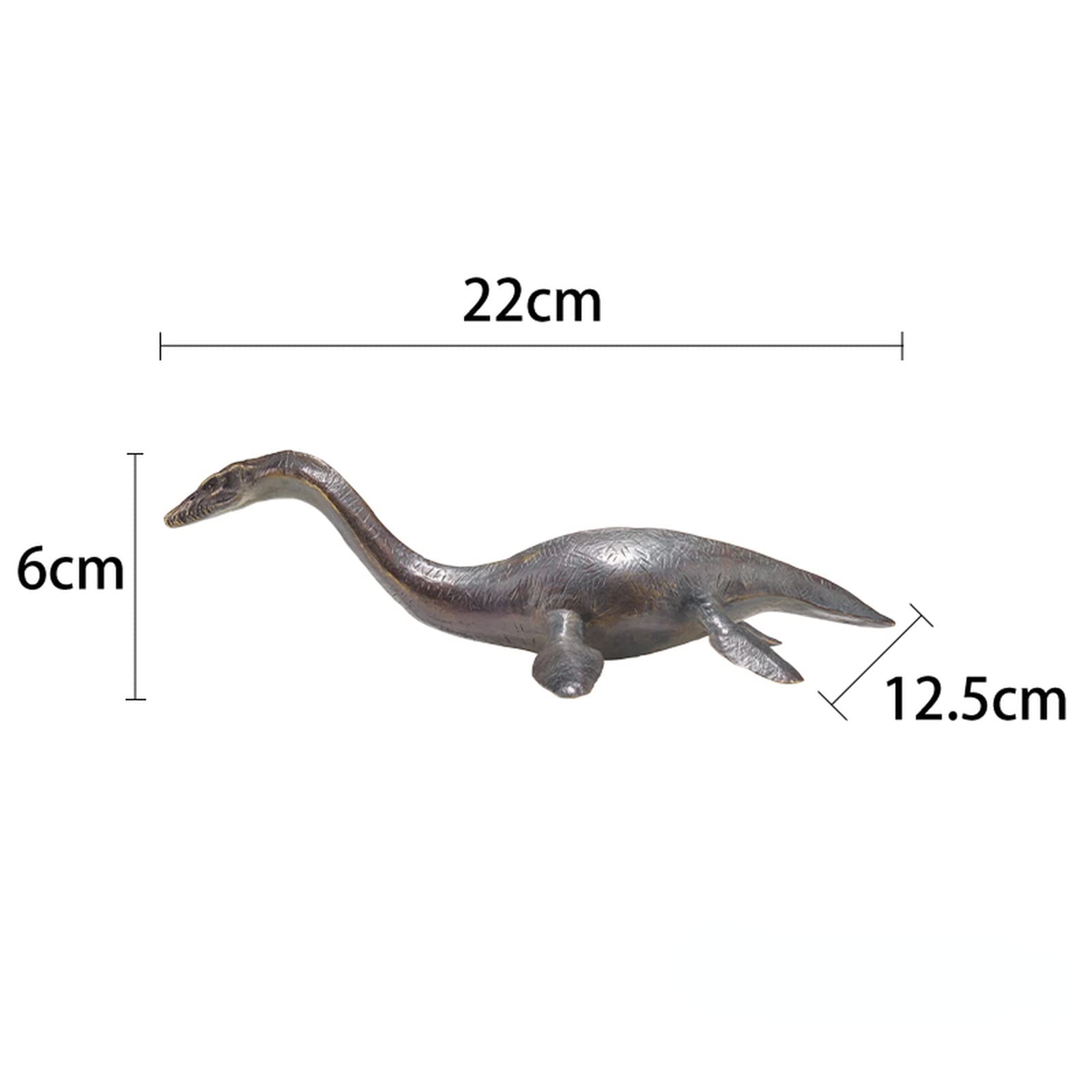CNCNSH Mosiężna figurka dinozaura na stole, jurajski posąg plezjozaura, dekoracja biurowa, kolekcja rzeźb z brązu dla bydła zwierzęcego,
