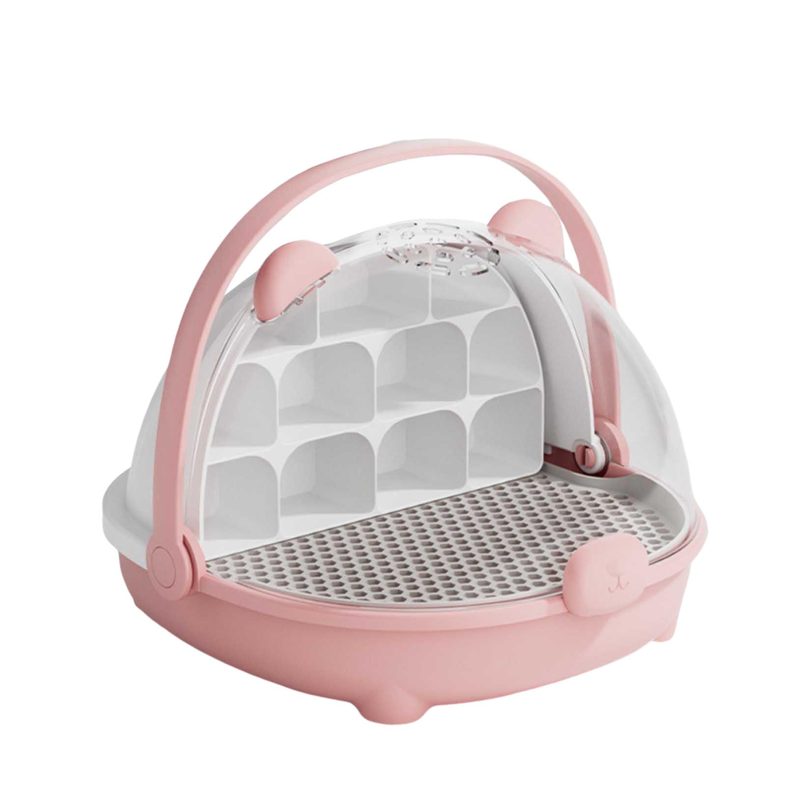 Caja de crecimiento de gusanos de seda, cápsula espacial para la cría de gusanos de seda, jaula de hábitat animal, tanque de reptiles, caja de alimentación transparente portátil con asa (rosa)