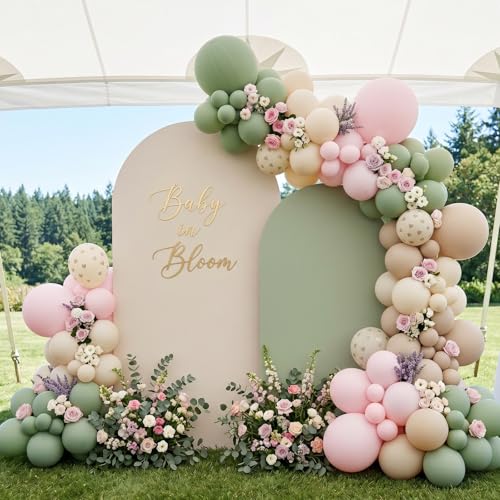 Image of RUBFAC 135pcs Pale Pink Balloons Different Sizes Pack of 18 12 10 5 Inch, Latex Light Baby Pastel Pink Balloon Garland Arch Kit for Baby Shower Engagement Bachelorette Wedding Birthday Party