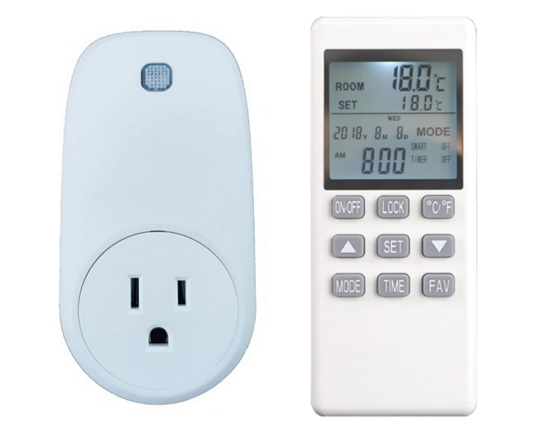 Plug-in Thermostat with Digital Display Remote Control for Portable Heaters, C TUV US and FCC Certified