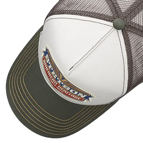 Foto von Stetson New American Heritage Trucker Cap Herren Baseballcap Front und Schirm 100% Baumwolle Größenregulierbar Mit Mesheinsatz Sommer Winter grau One Size