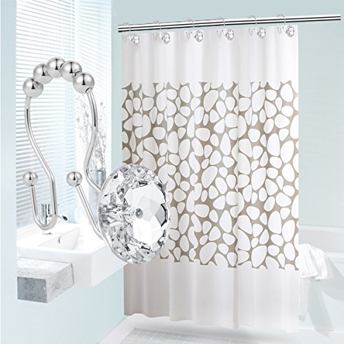image for FINROS Decorative Shower Curtain Hooks, 12 Pcs Acrylic Double Glide Sh