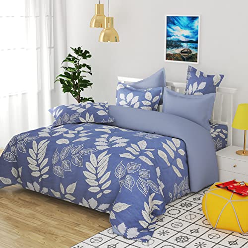 Image of HOMEKART Prime Collection Microfiber Double Bed Bedsheet with 2 Pillow Covers | Soft, Wrinkle-Free & Breathable | 164 TC Floral Printed Bed Sheet Set (Blue, 90x88 Inches)